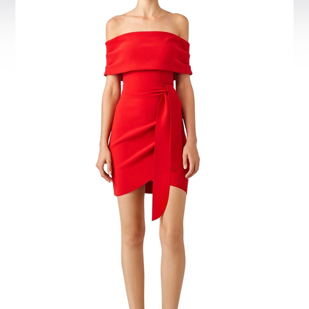 Red off shoulder dress - Picture 3 of 10